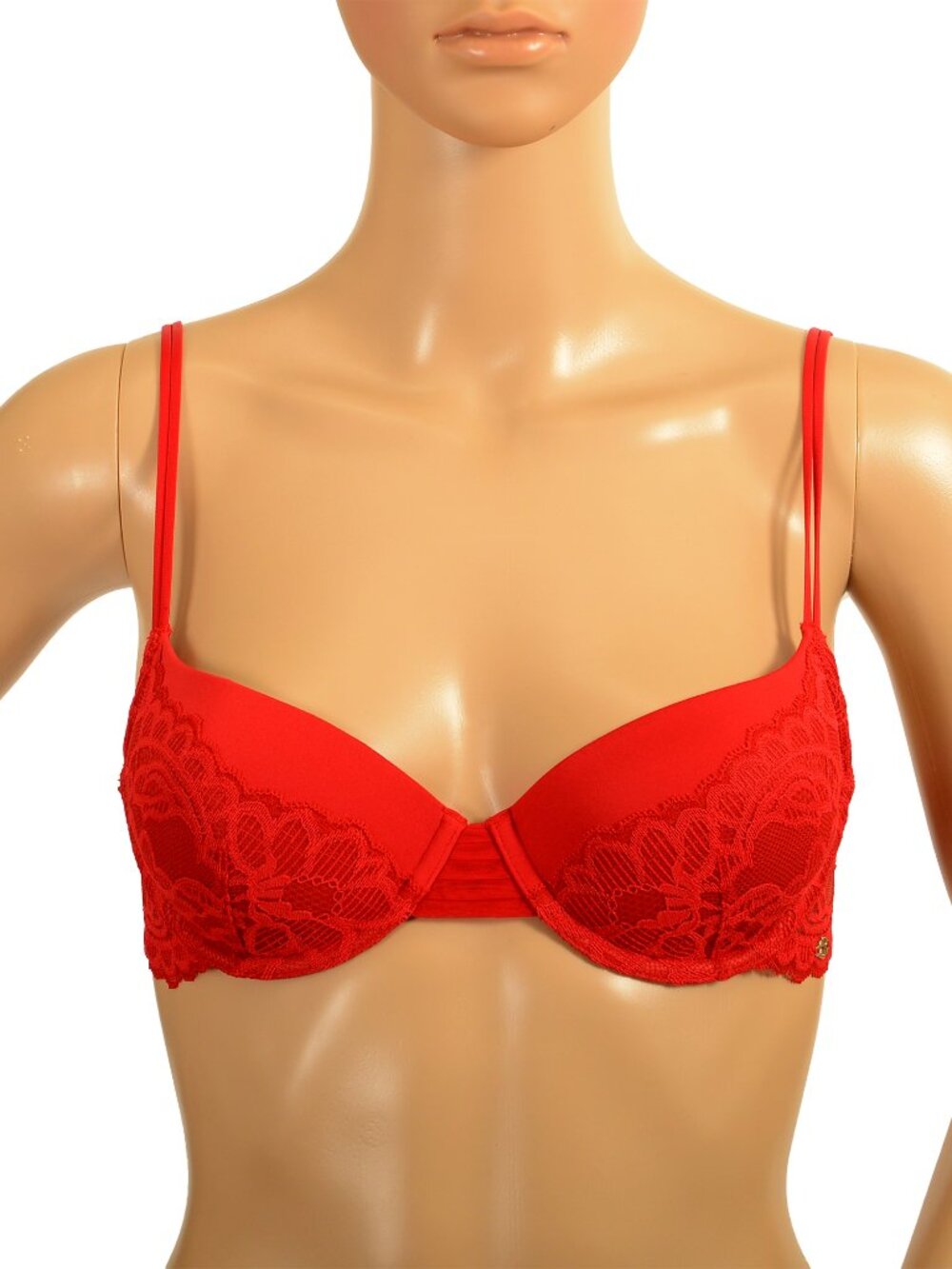 Hugo Boss Women's True Red Lace Balconette Bra US 34B IT 2B
